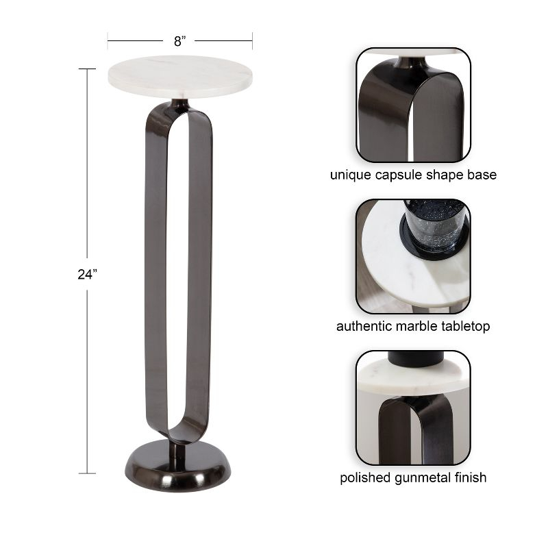 Kate and Laurel Helio Glam Drink Table, 8x8x24, Pewter