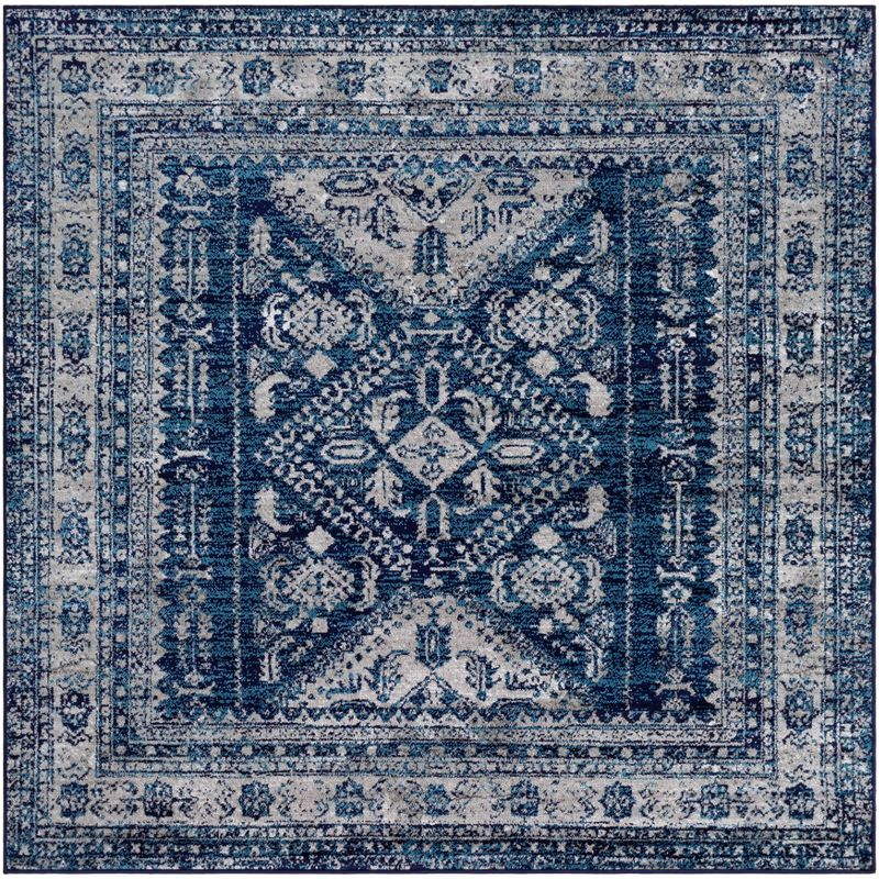 Livabliss 6'7"x6'7" Square Melissa Traditional Rugs Navy