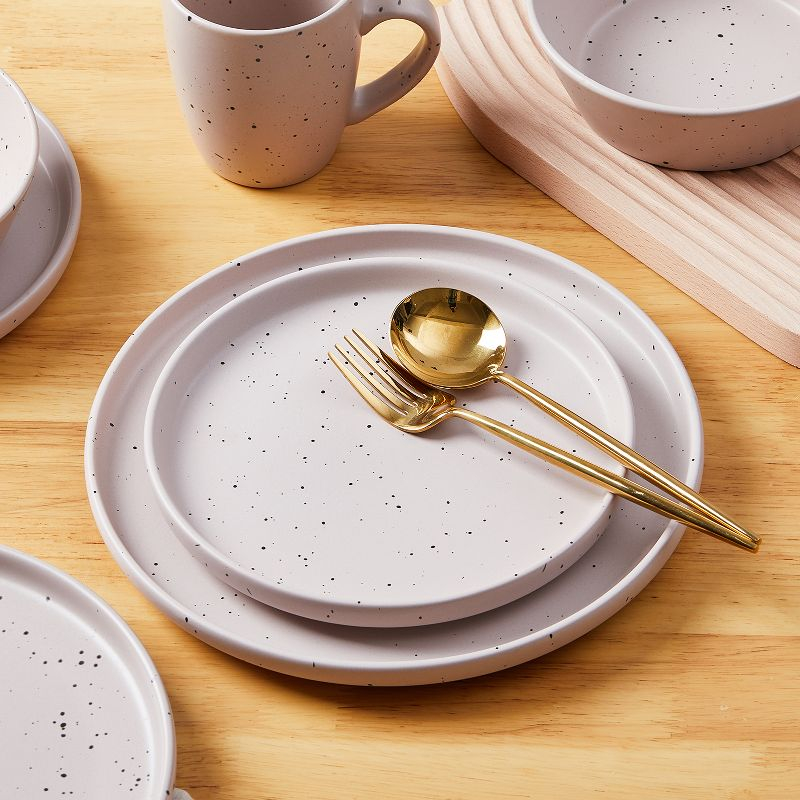 Stone Lain Jade 16-Piece Stoneware Dinnerware Set, Service for 4, Taupe