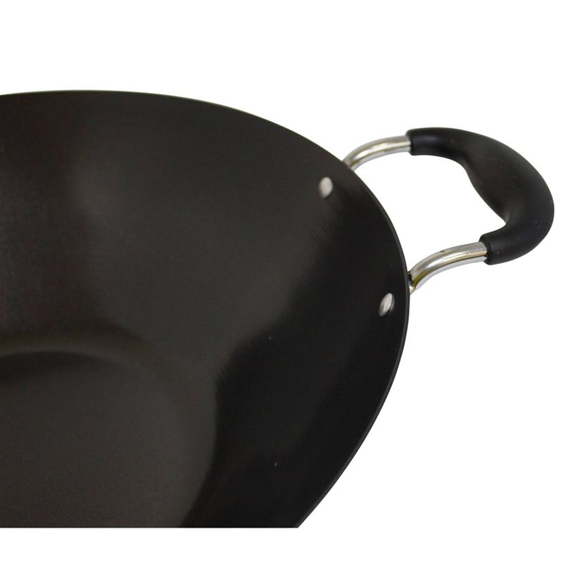 IMUSA 14" Coated Wok with Bakelite Handle: Nonstick Carbon Steel Stir Fry Pan, 64 Volume, Electric & Gas Compatible