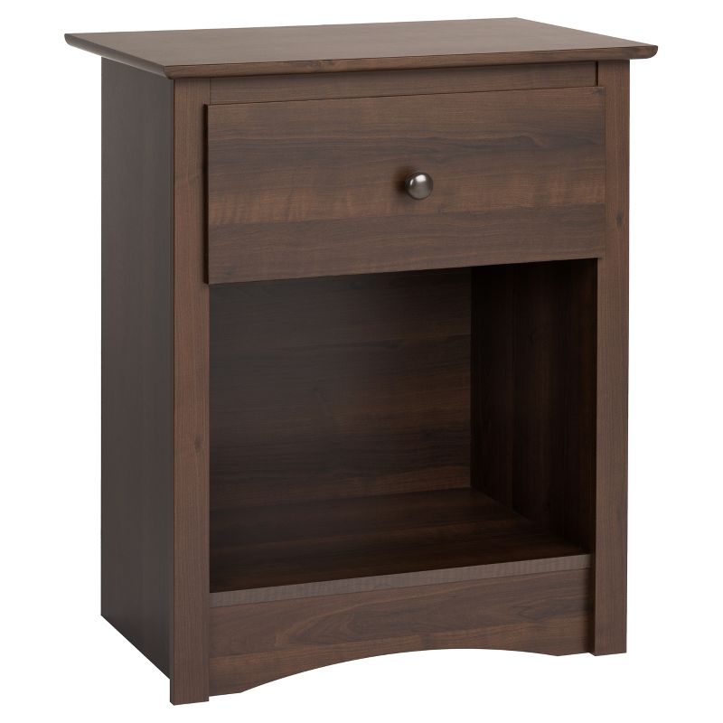 Fremont Nightstand Espresso - Prepac: Wood Composite Bedside Table with Drawer, 5 Year Warranty
