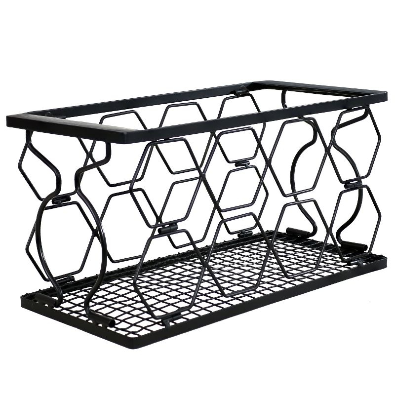 Sunnydaze Indoor Metal Collapsible Tabletop Wine Rack for the Kitchen or Bar - Black