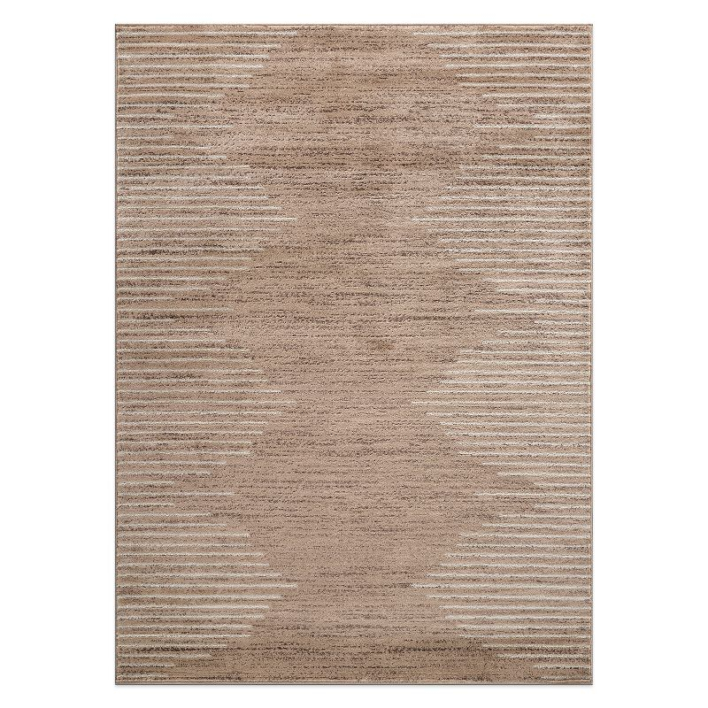 World Rug Gallery Bohemian Stripe Area Rug - BEIGE 5'x7'