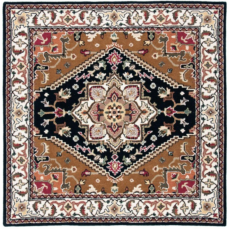 Heritage HG625 Handmade Area Rug - 6'x6' - Navy/Brown - Safavieh
