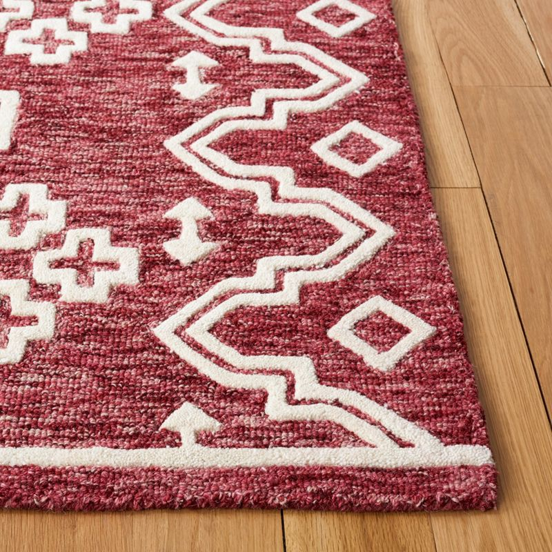 Abstract ABT852 Handmade Indoor Area Rug - Red/Ivory - 4'x6' - Safavieh