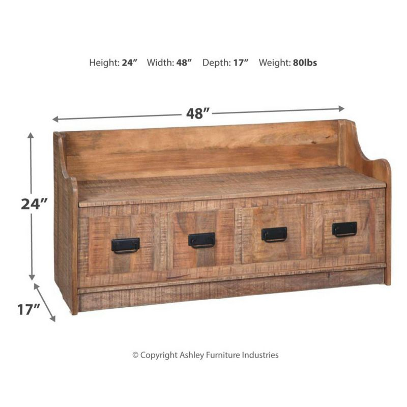 Garrettville Storage Bench Brown - Signature Design by Ashley: Solid Wood, Entryway, Ottoman, End-of-Bed