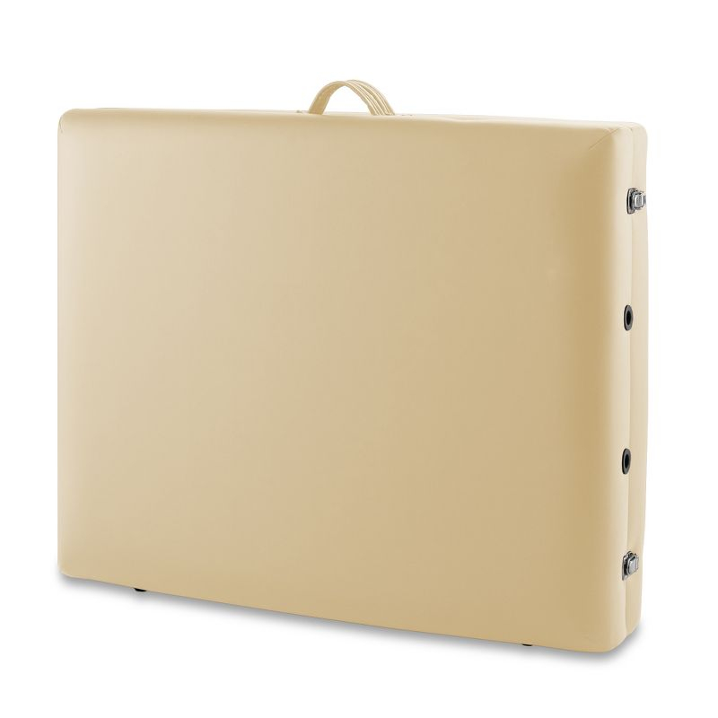 Saloniture Professional Portable Lightweight Bi-Fold Massage Table with Reiki Panels - Cream
