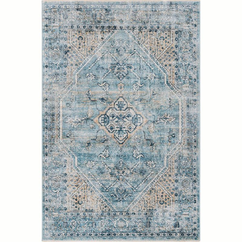 Unique Loom Newport Collection Area Rug - Ochre (3' 3" x 5' 3" Rectangle Blue/Light Brown)