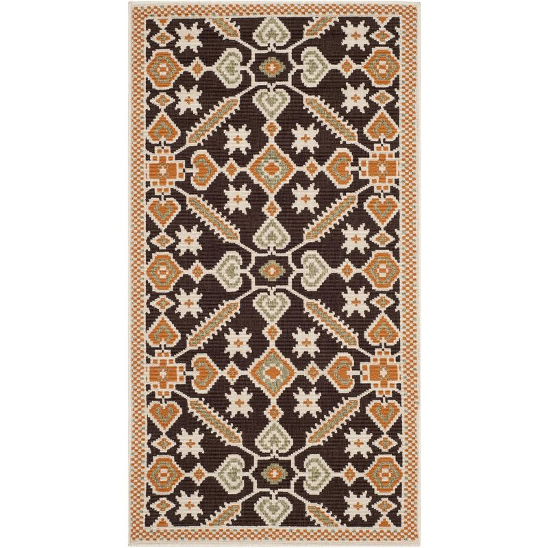 Veranda VER098 Power Loomed Indoor/Outdoor Accent Rug - Chocolate/Terracotta - 2'7"x5' - Safavieh