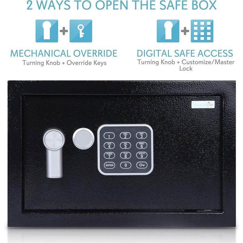 SereneLife Compact Electronic Safe Box with Digital Touch Pad - Blue
