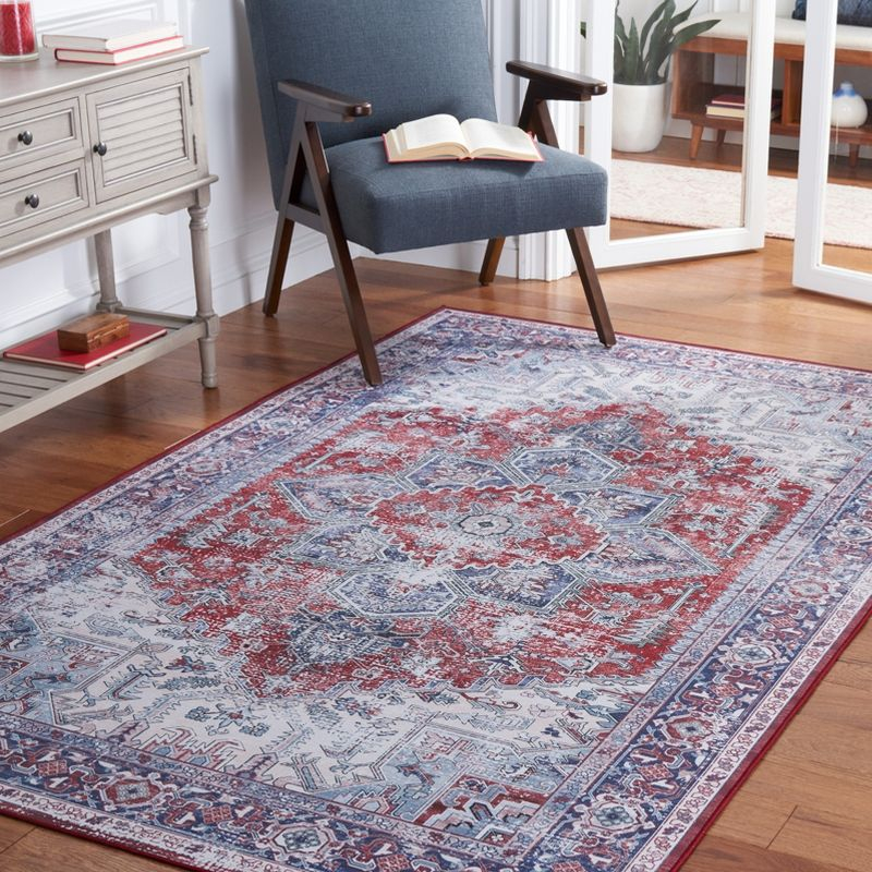 Tucson TSN101 Power Loomed Machine Washable Area Rug - Red/Navy - 8'x10' - Safavieh.