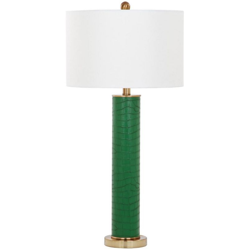 Ollie Table Lamp (Set of 2) - 31.5 Inch Height - LIT4404 - Dark Green Faux Alligator - Safavieh