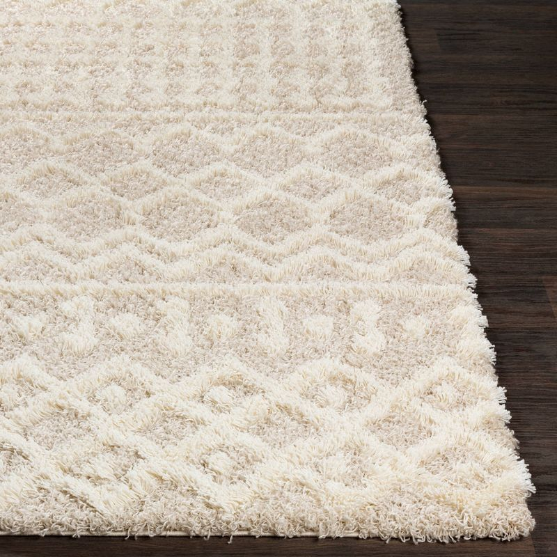 Livabliss 2'7"x5' Pinnacle Shag Global Rug Cream: High Pile, Stain & Fade-Resistant, Traditional Style