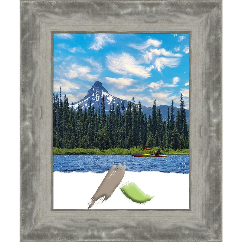 Amanti Art Waveline Silver Narrow Picture Frame Opening Size 11x14 in.