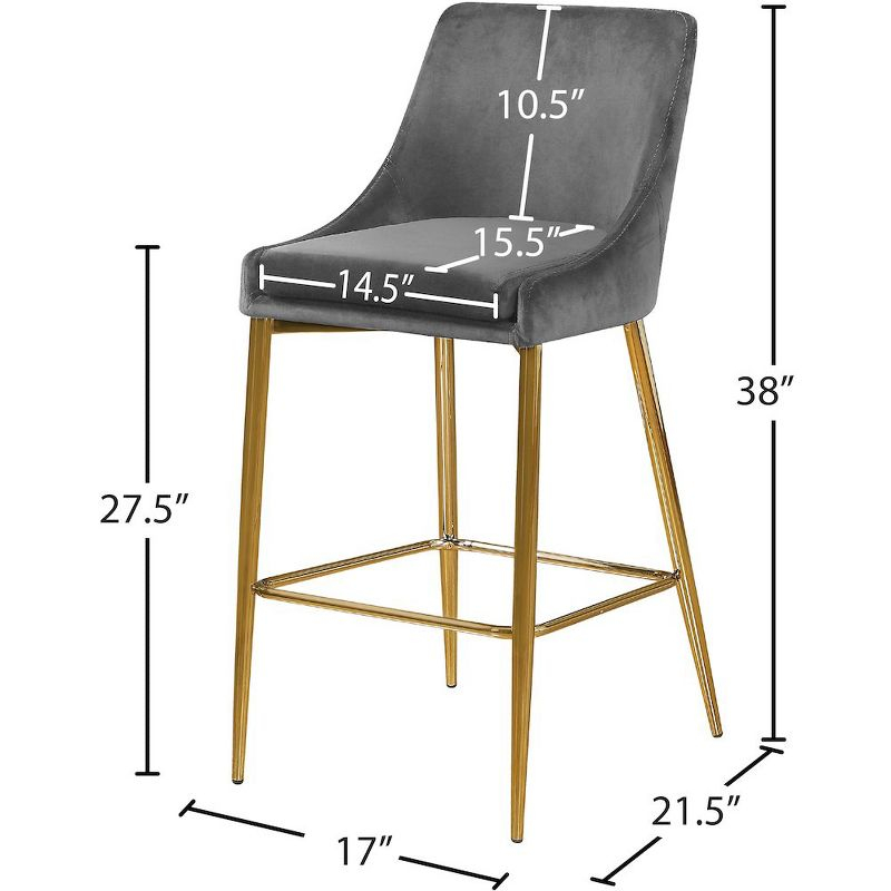 Meridian Furniture,Karina Grey Velvet Stool, Set of 2