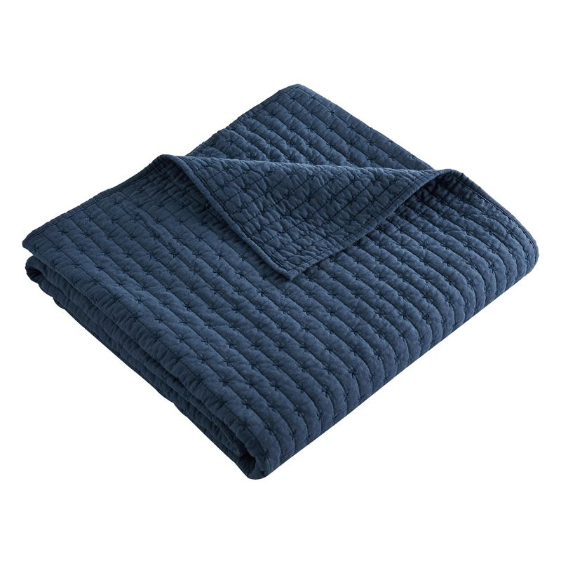 Cross Stitch Navy Quilted Throw- Levtex Home