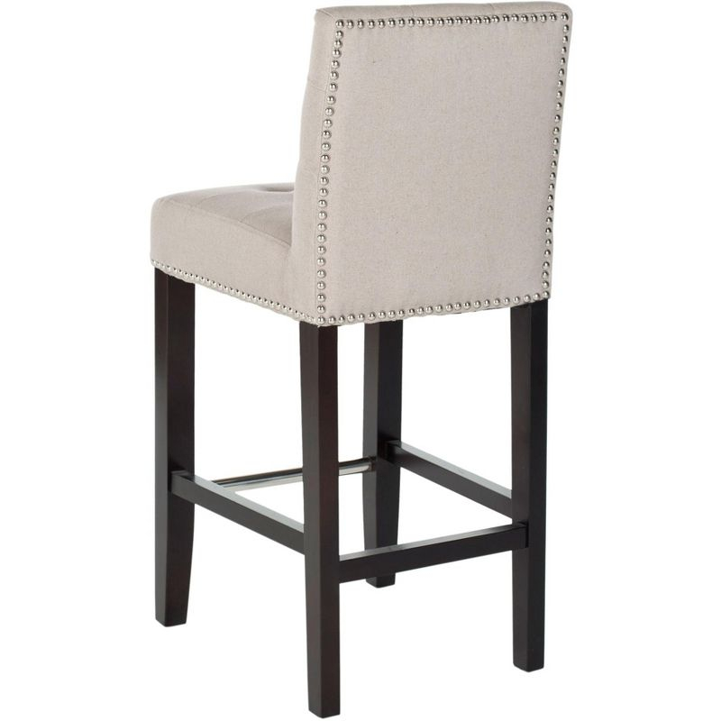 Thompson 23.9" Linen Counter Stool W/ Silver Nailheads - Taupe - Safavieh