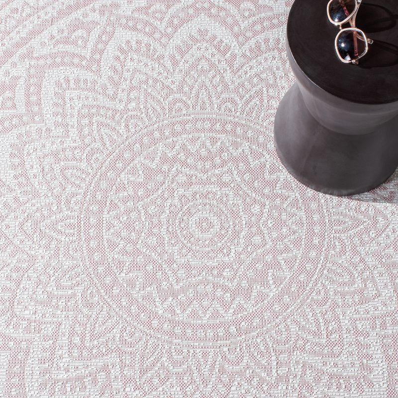 Courtyard CY8734 Power Loomed Indoor and Outdoor Accent Rug - Ivory/Soft Pink - 2'x3'7" - Safavieh