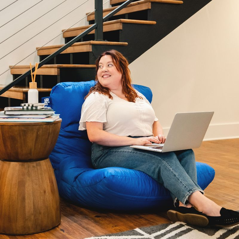 Big Joe Roma Bean Bag Chair for Lounging and Gaming, Nylon Polyester Blend, Sapphire
