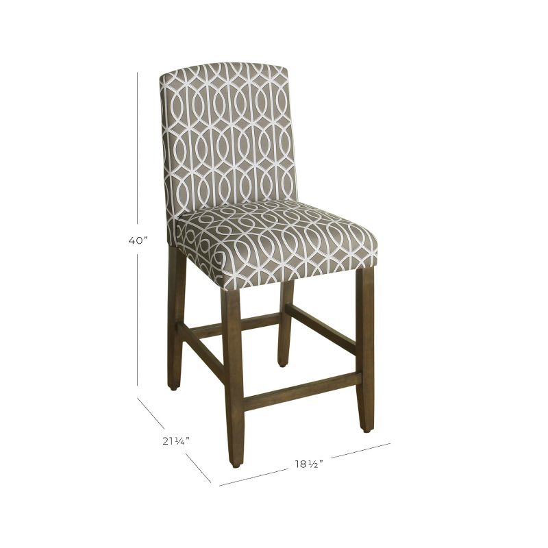 24" Curved Top Counter Height Barstool Safari Taupe - HomePop: Kitchen Seating with Back, Wood Legs