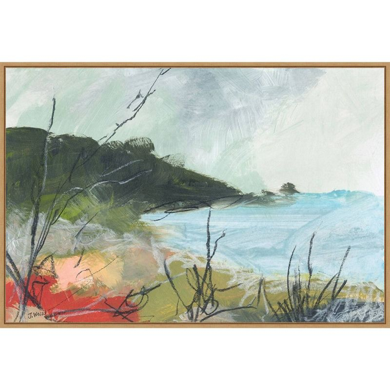 33" x 23" Wandering No 2 by Jan Weiss Framed Canvas Wall Art Print - Amanti Art: Modern Lithograph, Polystyrene Frame