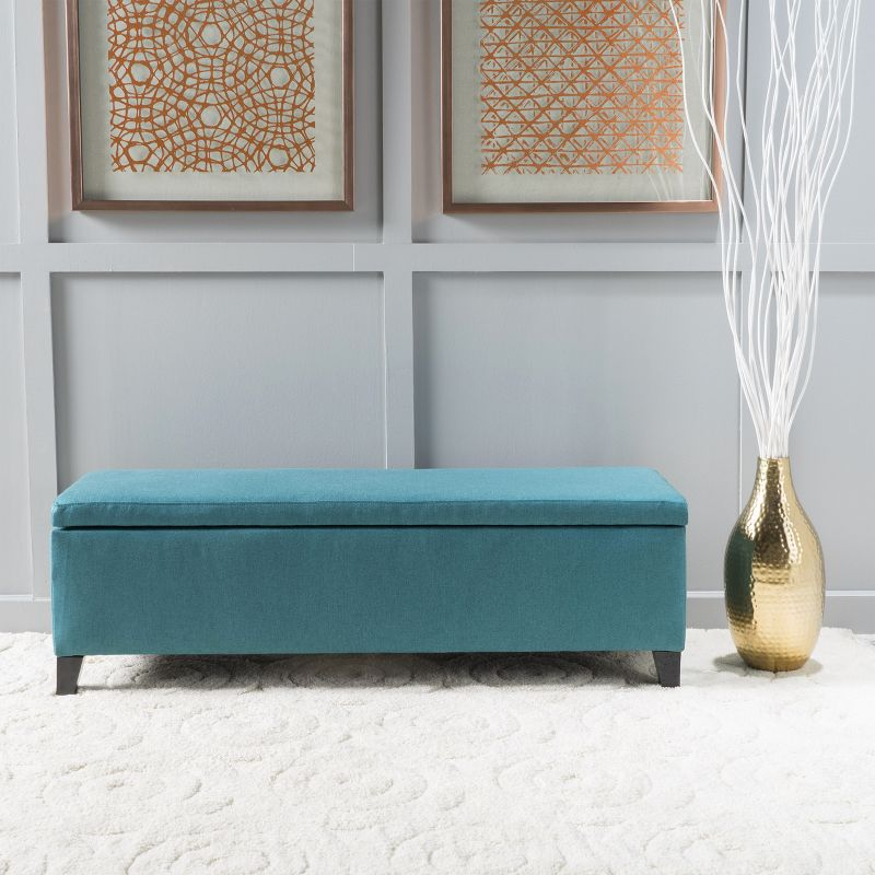 Cleo Storage Ottoman - Dark Teal - Christopher Knight Home: Upholstered Rectangle with Lid