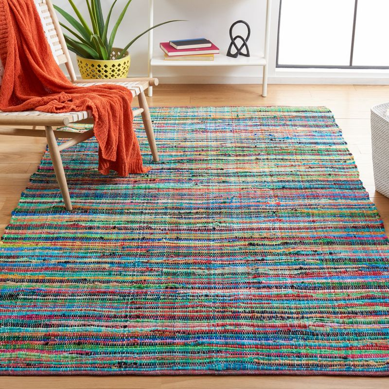 Rag Area Rug RAR240 Hand Woven Area Rug - Green/Multi - 3'x5' - Safavieh.