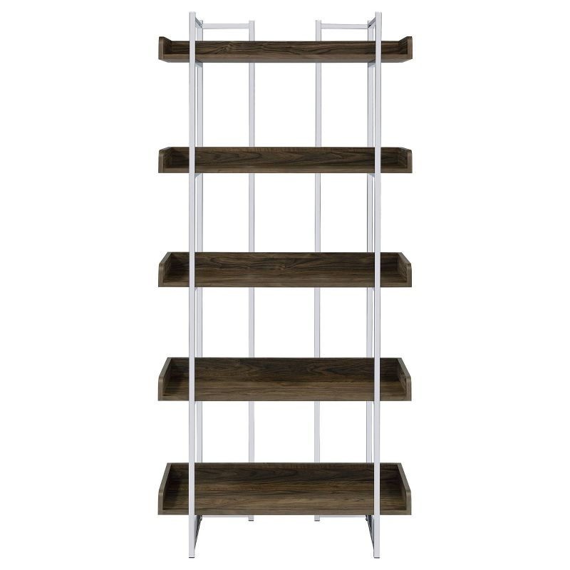70.25" Angelica 5 Shelf Bookcase Walnut - Coaster: Tall, Open Storage, Modern Design