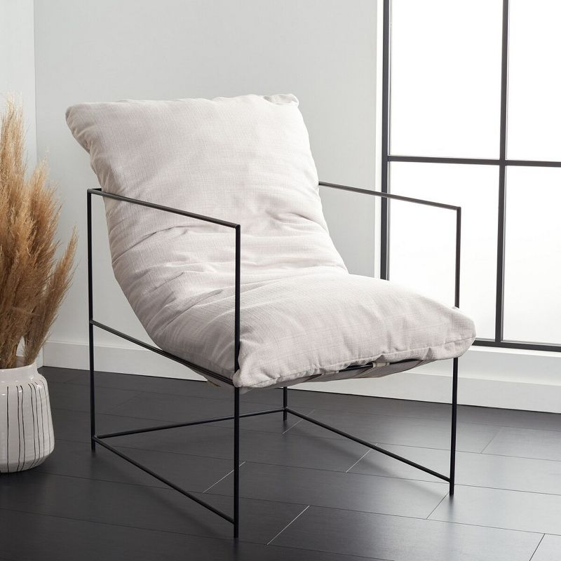Portland Pillow Top Accent Chair - ACH4511 - Ivory/Black - Safavieh