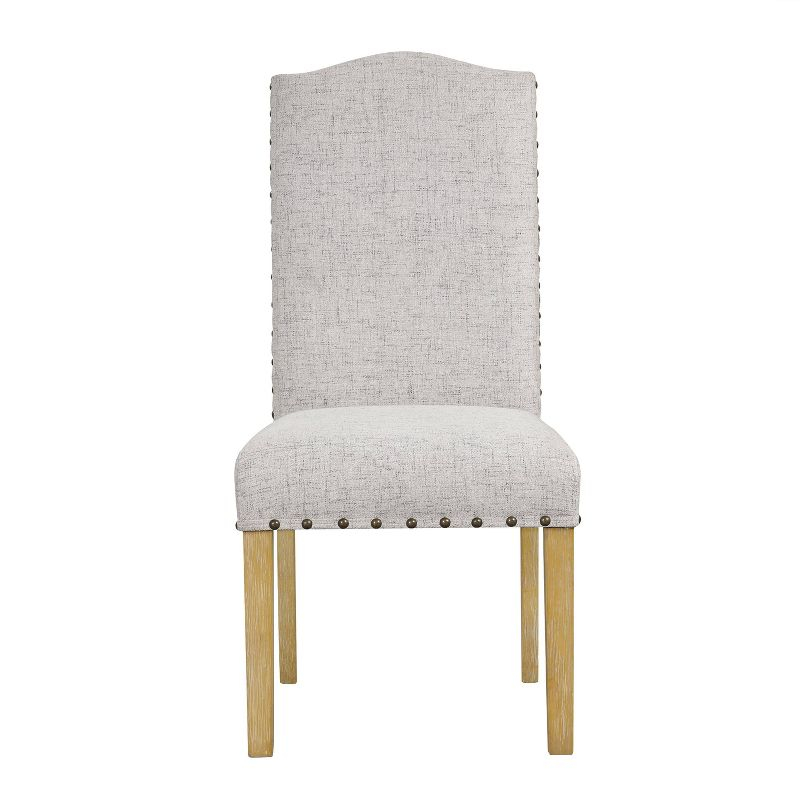 HomePop Set of 2 Curved Top Parson Dining Chairs Neutral: Nailhead Trim, Polyester Upholstery, Plywood Frame