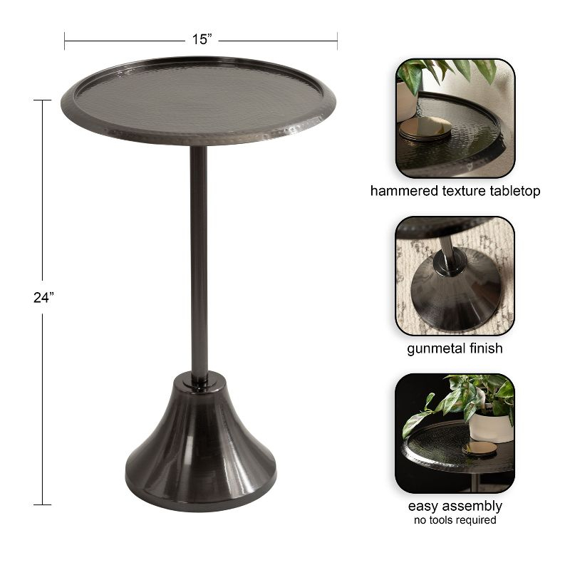 Kate and Laurel Sanzo Metal Side Table, 15x15x24, Pewter