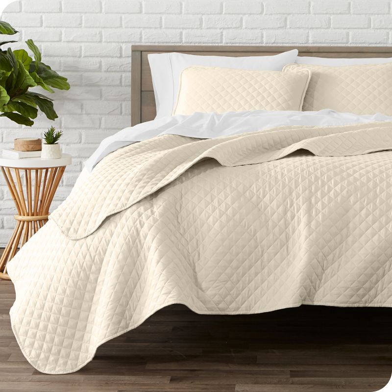 Full/Queen Sand Oversized Quilted Coverlet Set by Bare Home