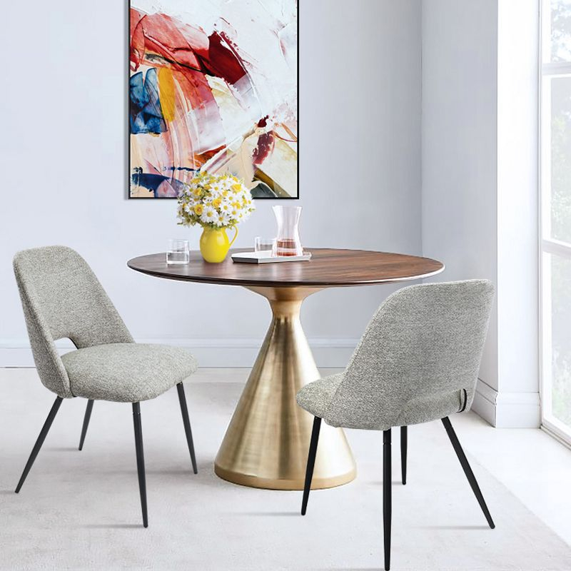 Edwin 21.6" Wider Seat Light Gray Upholstered Dining Chairs Set Of 2,Modern Kitchen Armless Dining Chair With Black Metal Legs-Maison Boucle