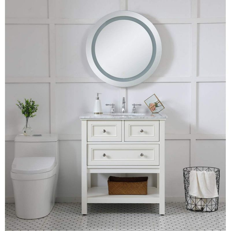 Elegant Lighting Helios 28 inch Hardwired LED mirror with touch sensor and color changing temperature 3000K/4200K/6400K