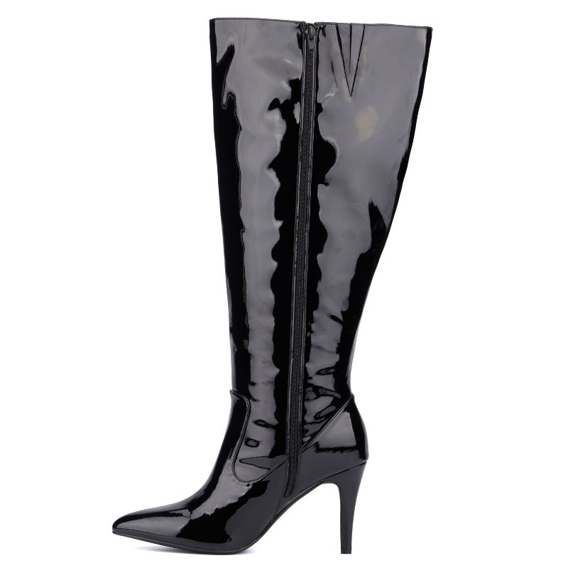 Fashion To Figure Women's Lisette Knee High Boot - Wide Width - 8, BLACK PATENT