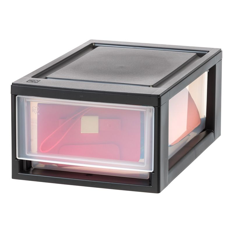 IRIS USA 6 Qt. Stackable Storage Drawer,8 Pack, Plastic Drawer Organizer with Clear Doors for Pantry, Black