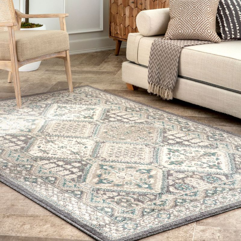 Nuloom 9x12 Becca  Tiled Indoor Area Rug, Charcoal, Faded Transitional Design, Stain Resistant, BedroomLiving Room, Kitchen,