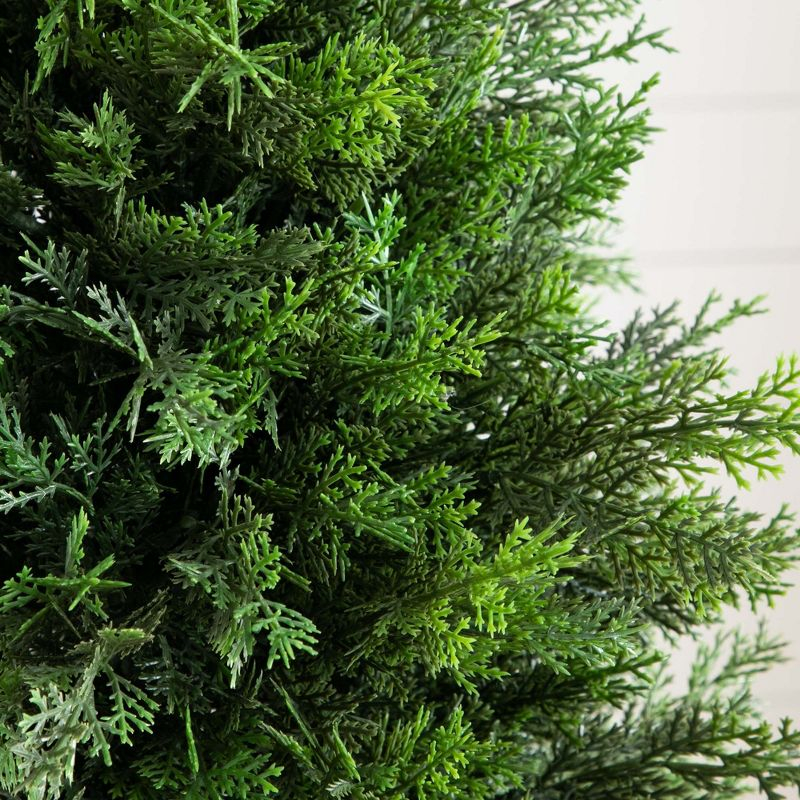 Nearly Natural 3-ft Artificial Cedar Tree in White Planter UV Resistant (Indoor/Outdoor)