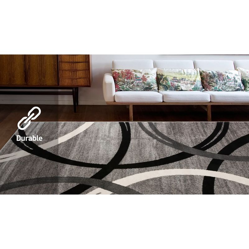 World Rug Gallery Contemporary Abstract Circles Design Gray 2' x 3' Area Rug