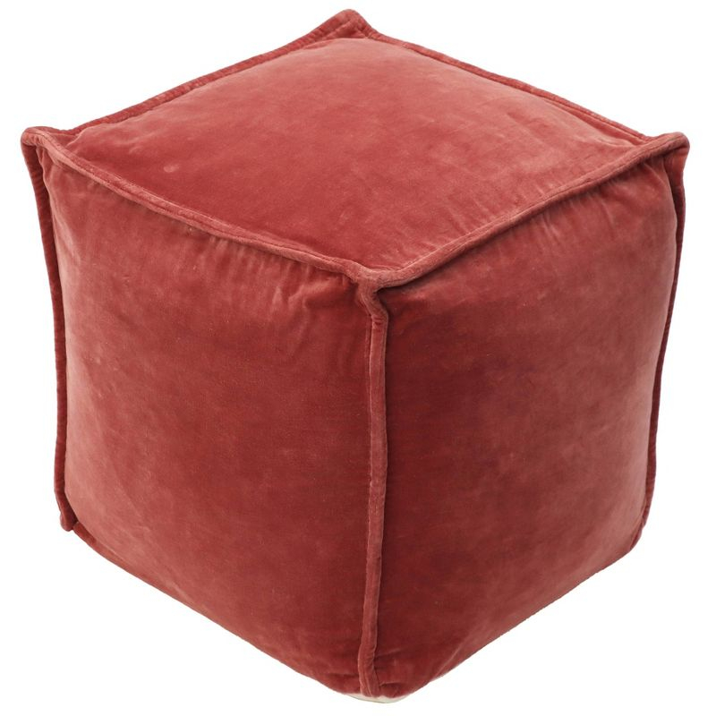 Costa Velvet Pouf Blush - Threshold™: Modern Square Upholstered Footstool, No Assembly Required