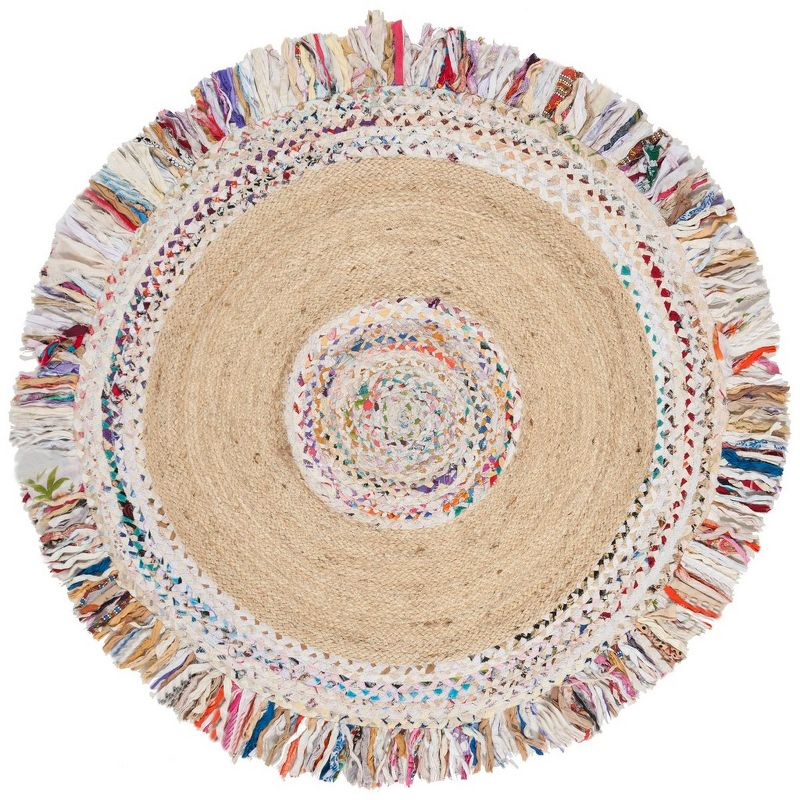 Cape Cod CAP205 Hand Woven Area Rug - Ivory/Light Beige - 4' Round - Safavieh.
