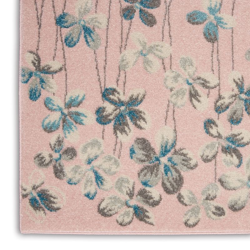 Nourison Tranquil 6' X 9' Pink Area Rug Bohemian Botanical Vine and Bloom by Nourison