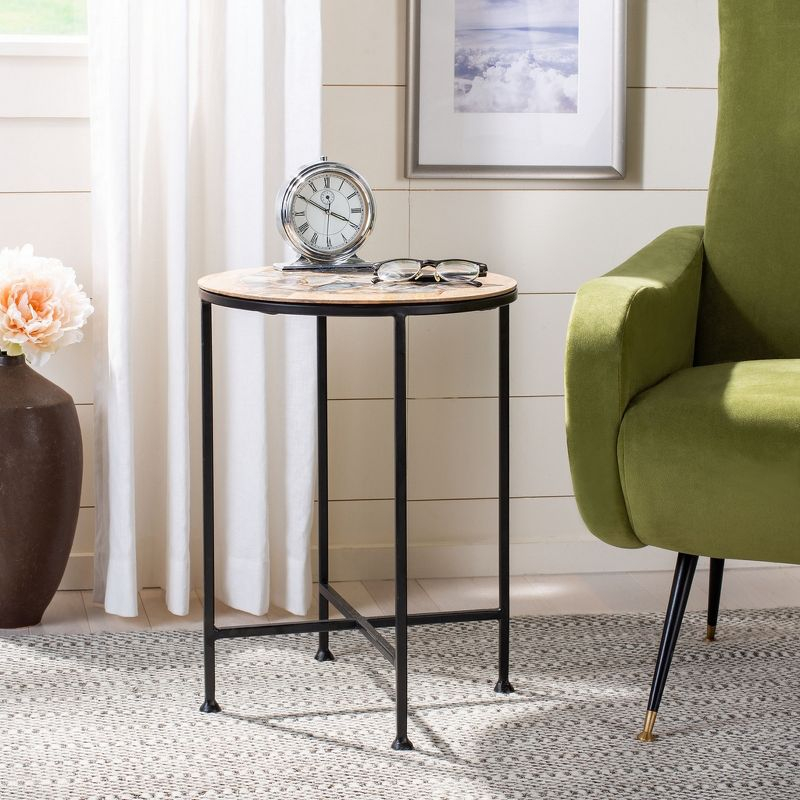 Lumi Agate Accent Table - Multi Color Black Agate/Natural/Black Legs - Safavieh.