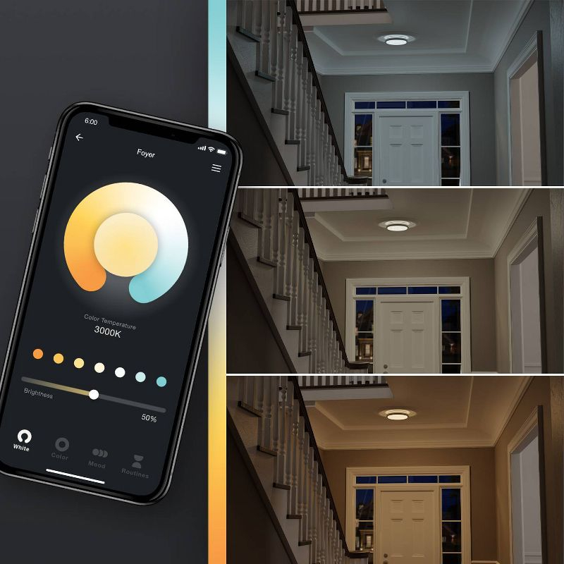 Smart Brushed Nickel 16W 11" White LED Wi-Fi Enabled Voice Activated Flush Mount Ceiling Light: ETL & Energy Star Certified