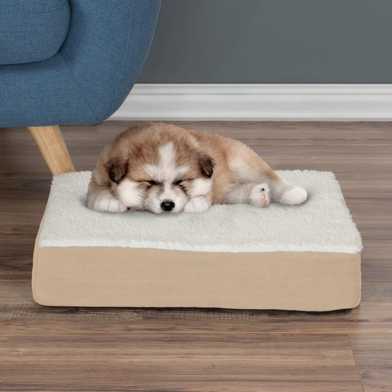 Pet Adobe Pet Bed With Orthopedic Memory Foam and Removable Cover - Tan