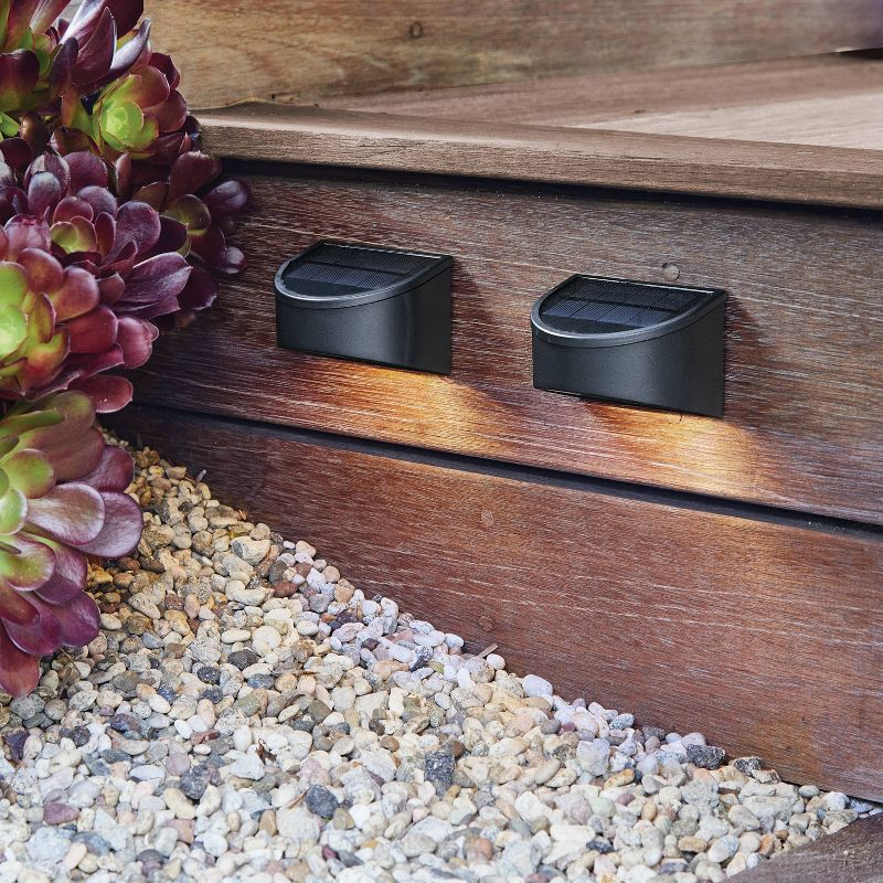 2pk Insert Lens Deck Solar LED Outdoor Step Lights Matte Black - Threshold™: Weather-Resistant, Automatic Lighting, Hang/Stake Options