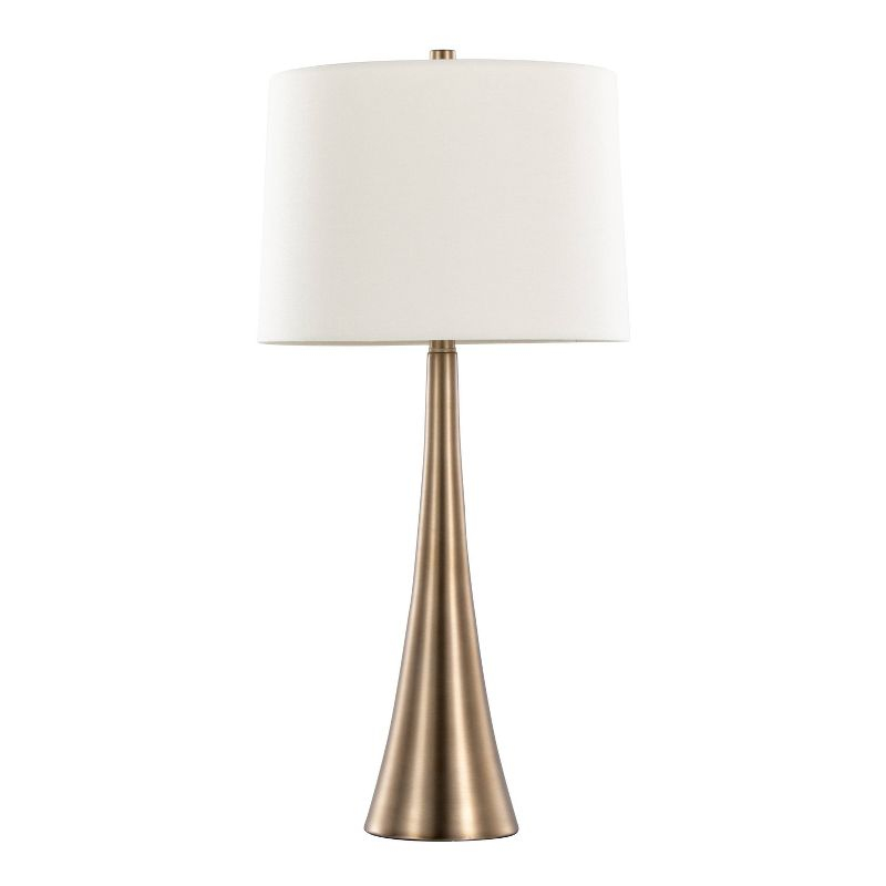 LumiSource (Set of 2) Diana 29" Contemporary Metal Table Lamps with White Linen Shade: UL Listed, Drum-Shaped