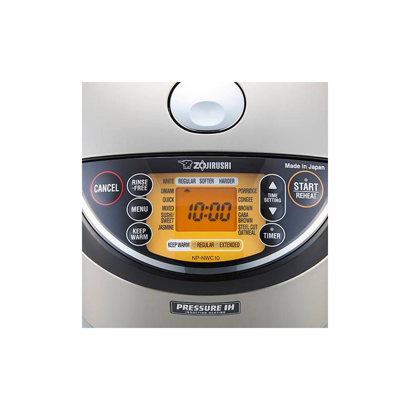 Zojirushi 10 Cup Pressure Induction Heating Rice Cooker & Warmer - NP-NWC18XB: Stainless Steel, 11 Settings, Nonstick