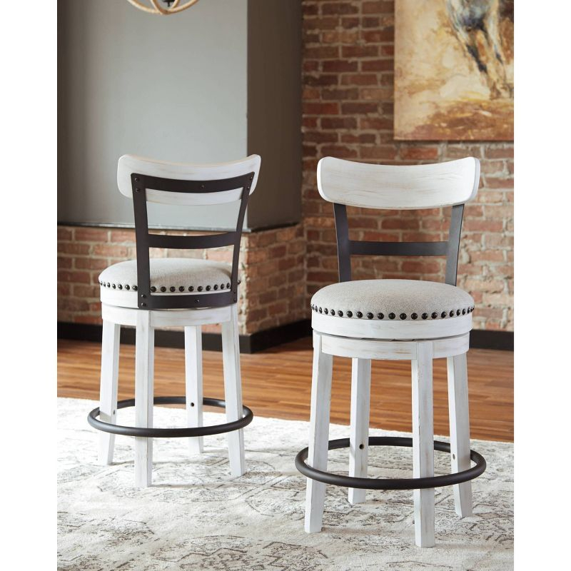 Signature Design by Ashley Valebeck Upholstered Swivel Counter Height Barstool White: Kitchen & Dining Furniture, Curved Back