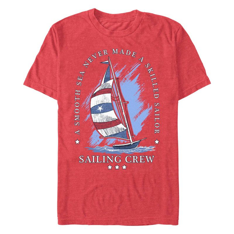 Men's Lost Gods Sailing Crew  T-Shirt - Red Heather - Small
